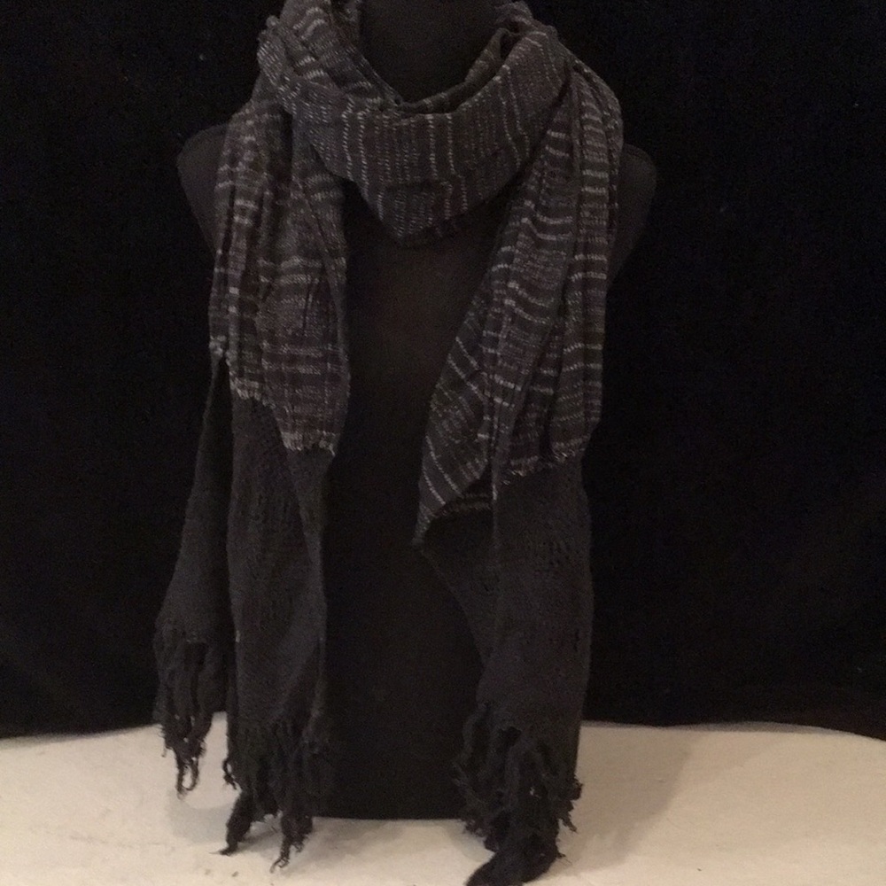 Striped Black and Gray Scarf
